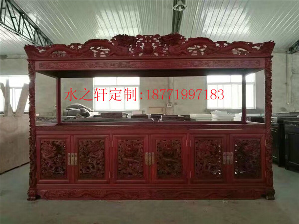 花梨雕龍魚缸
